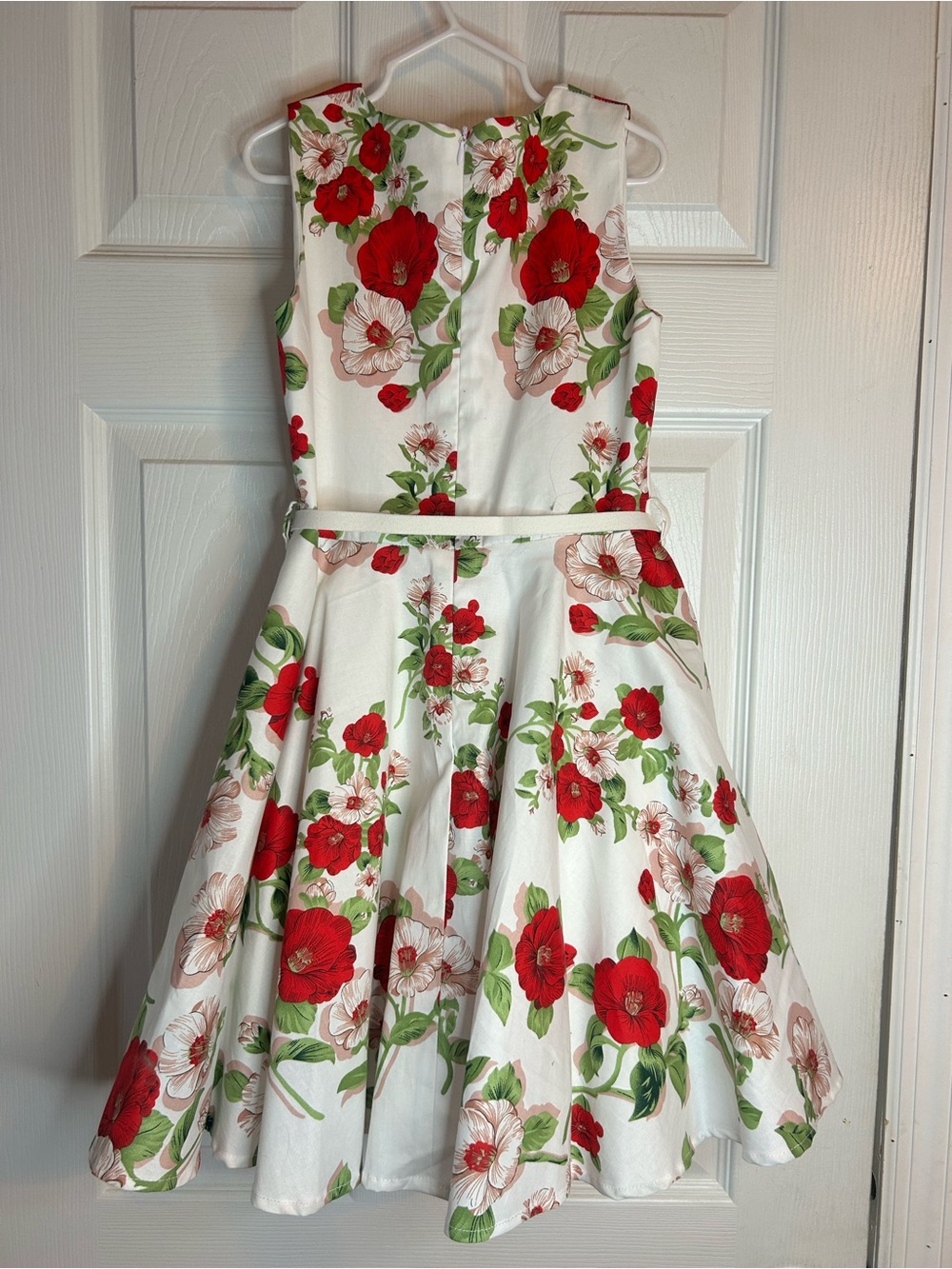 Magic Red Floral Fit-and-Flare Dress on White
